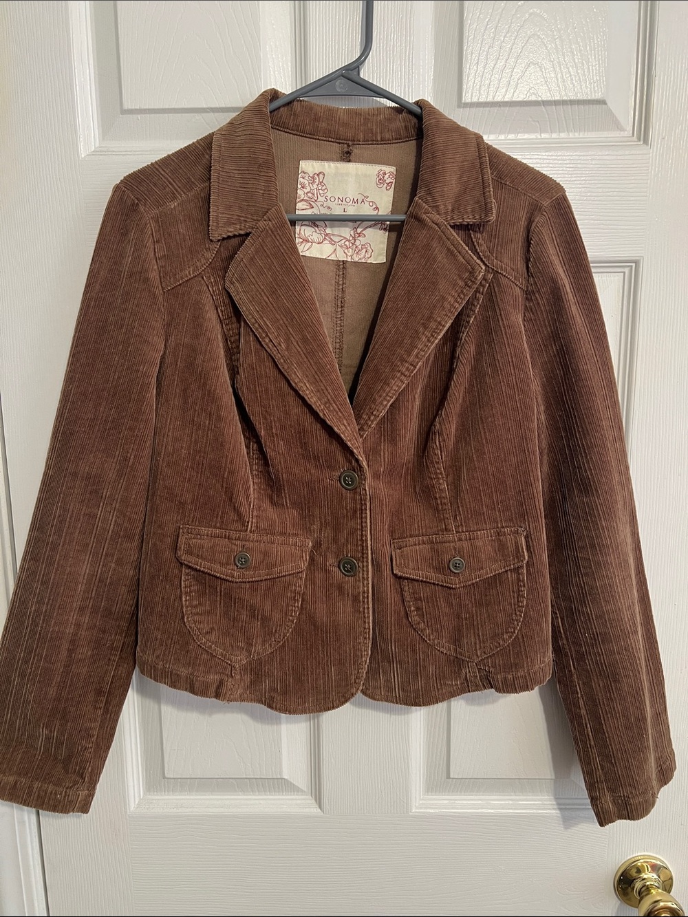 Sonoma fitted Women’s Brown Corduroy Blazer Jacket. Crop style